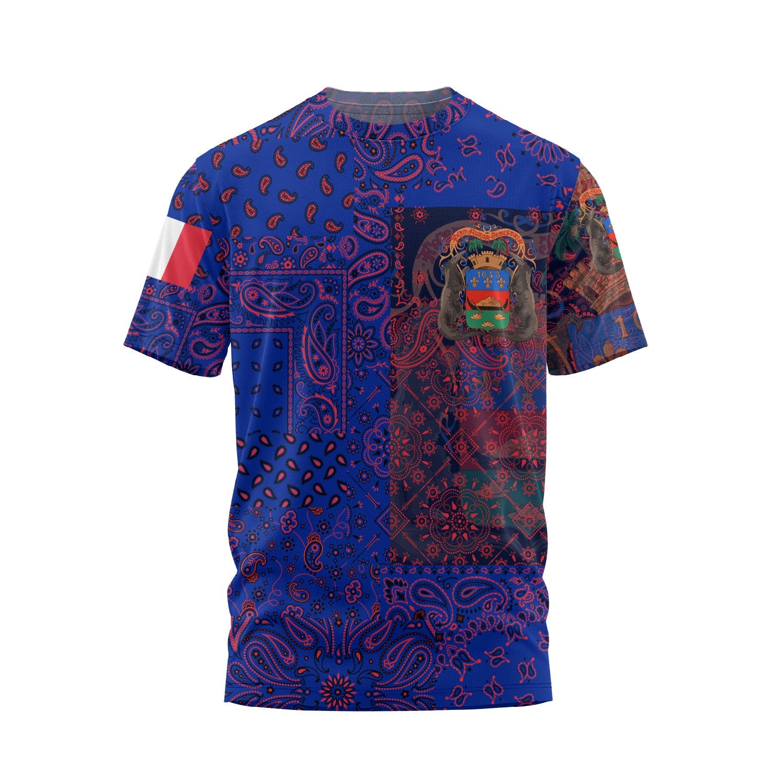 French Guiana T Shirt Paisley Flag And Skull Style 1