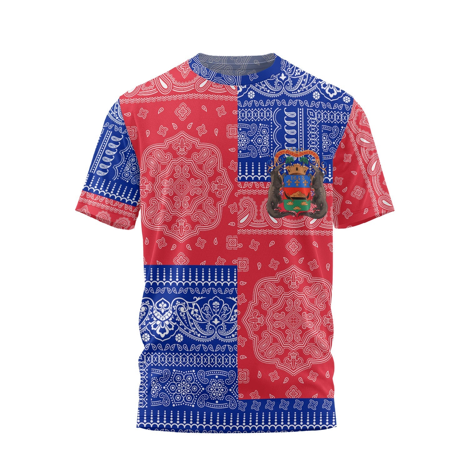 French Guiana T Shirt Flag And Paisley Basic Style 2