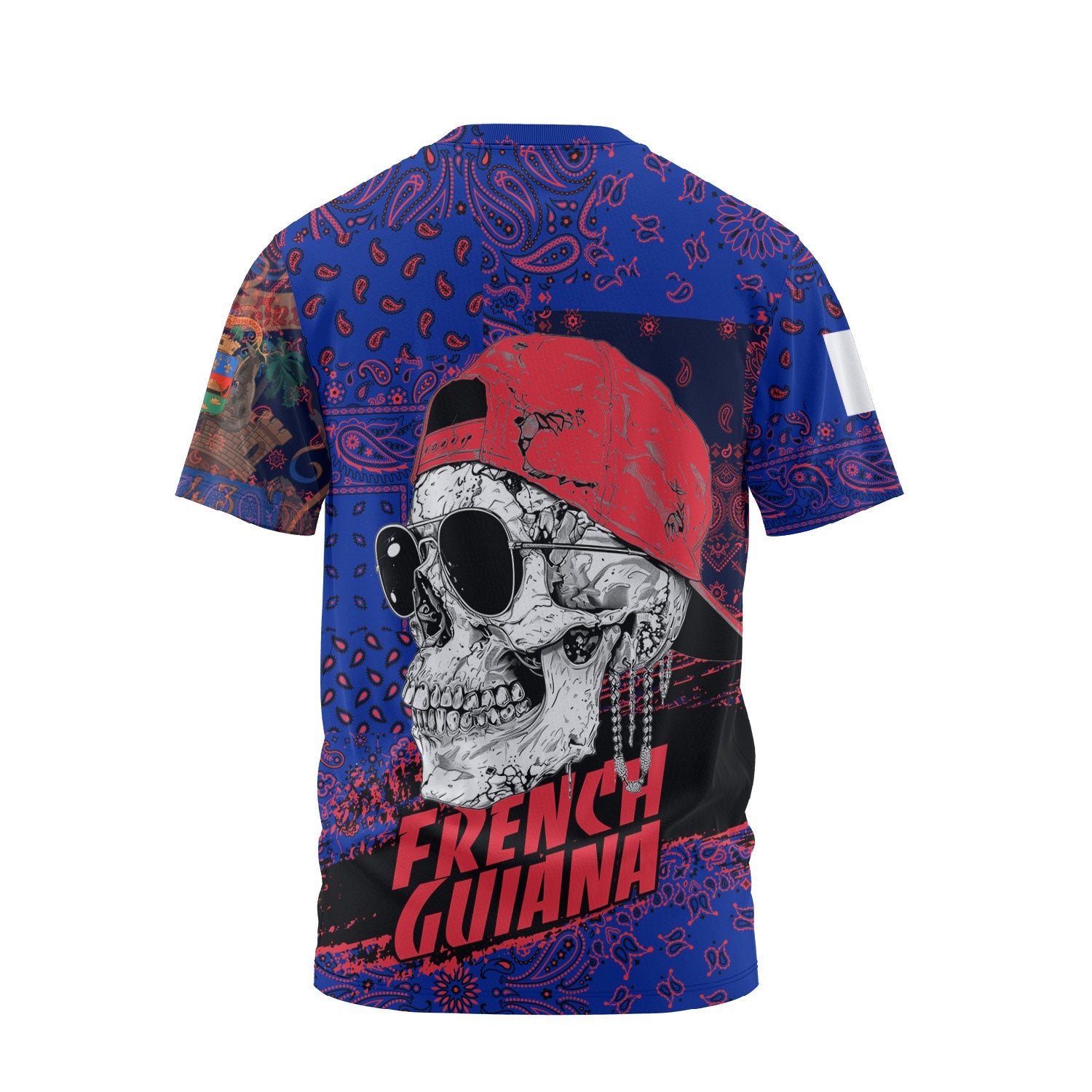 French Guiana T Shirt Paisley Flag And Skull Style 2