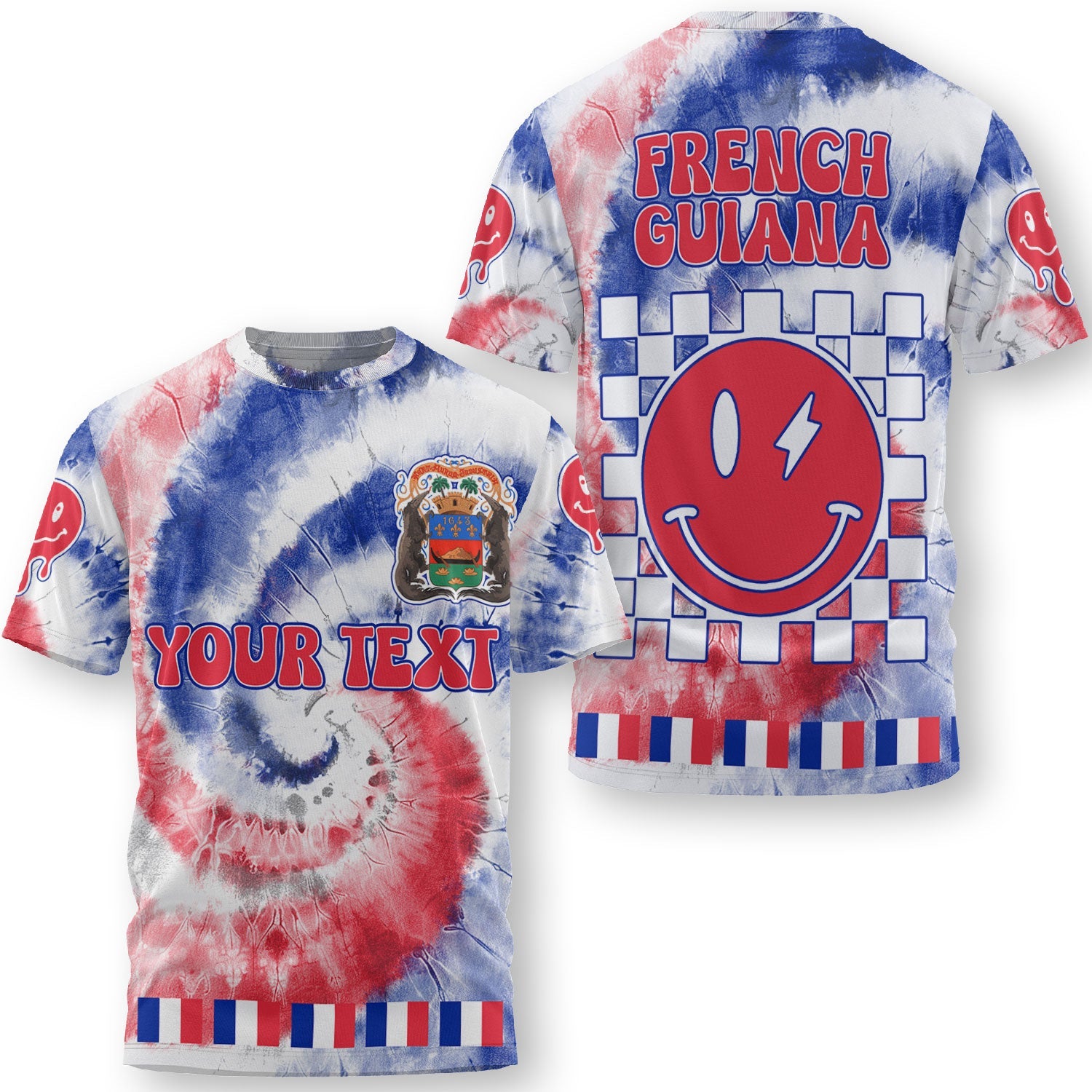 French Guiana T Shirt Custom Tie Dye Style 3