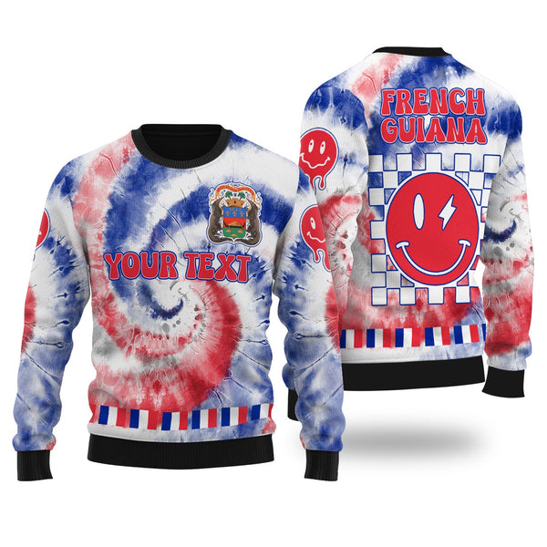 French Guiana Ugly Sweater Custom Tie Dye Style 1