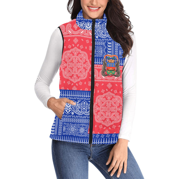 French Guiana Women Padded Jacket Vest Flag And Paisley Basic Style 1