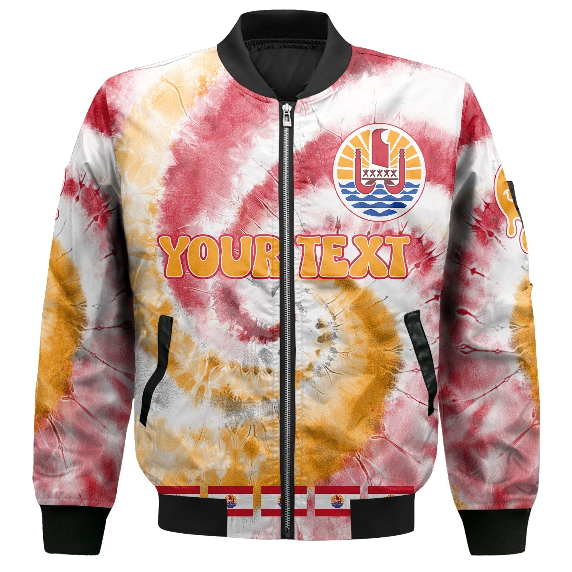 French Polynesia Bomber Jacket Custom Tie Dye Style 2