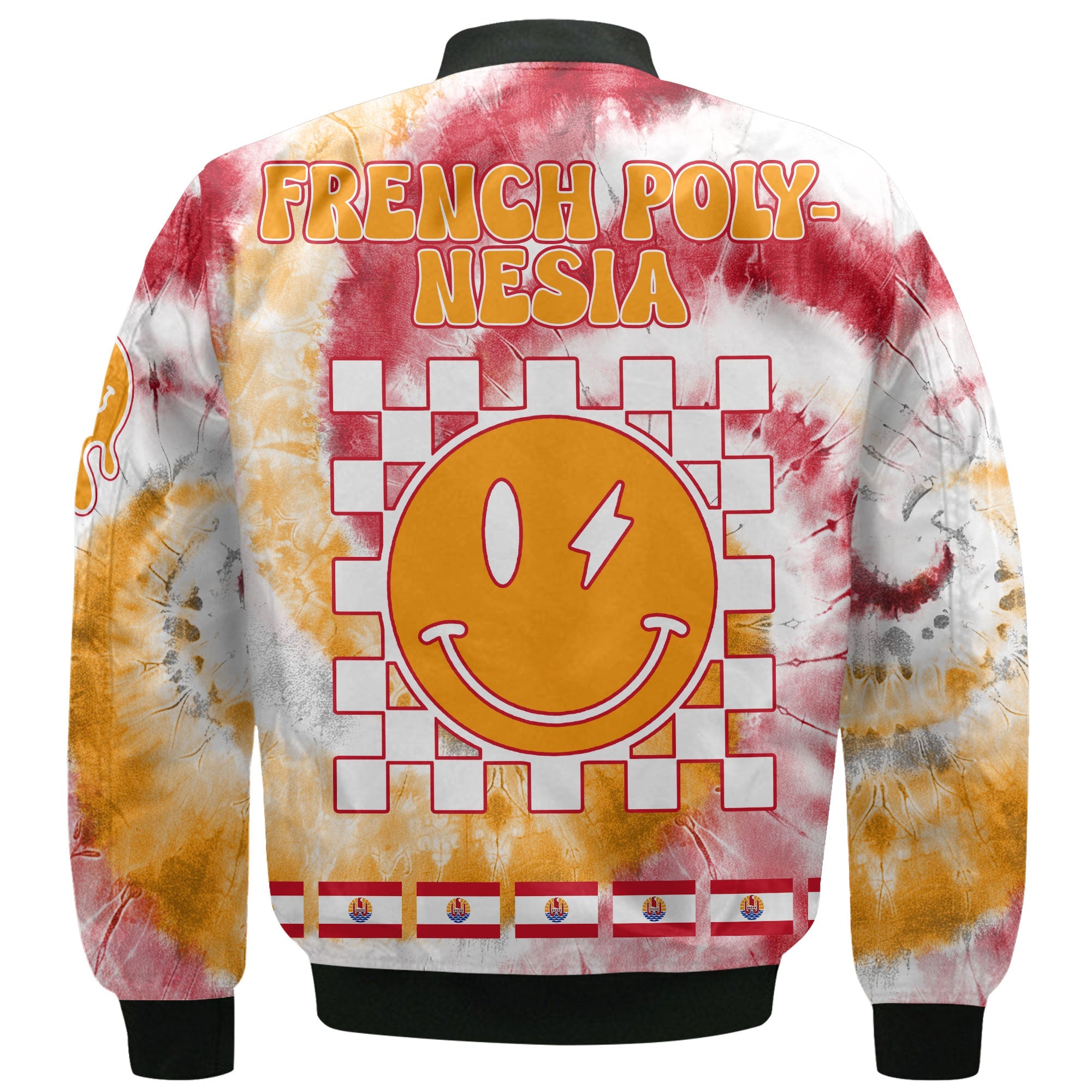 French Polynesia Bomber Jacket Custom Tie Dye Style 3