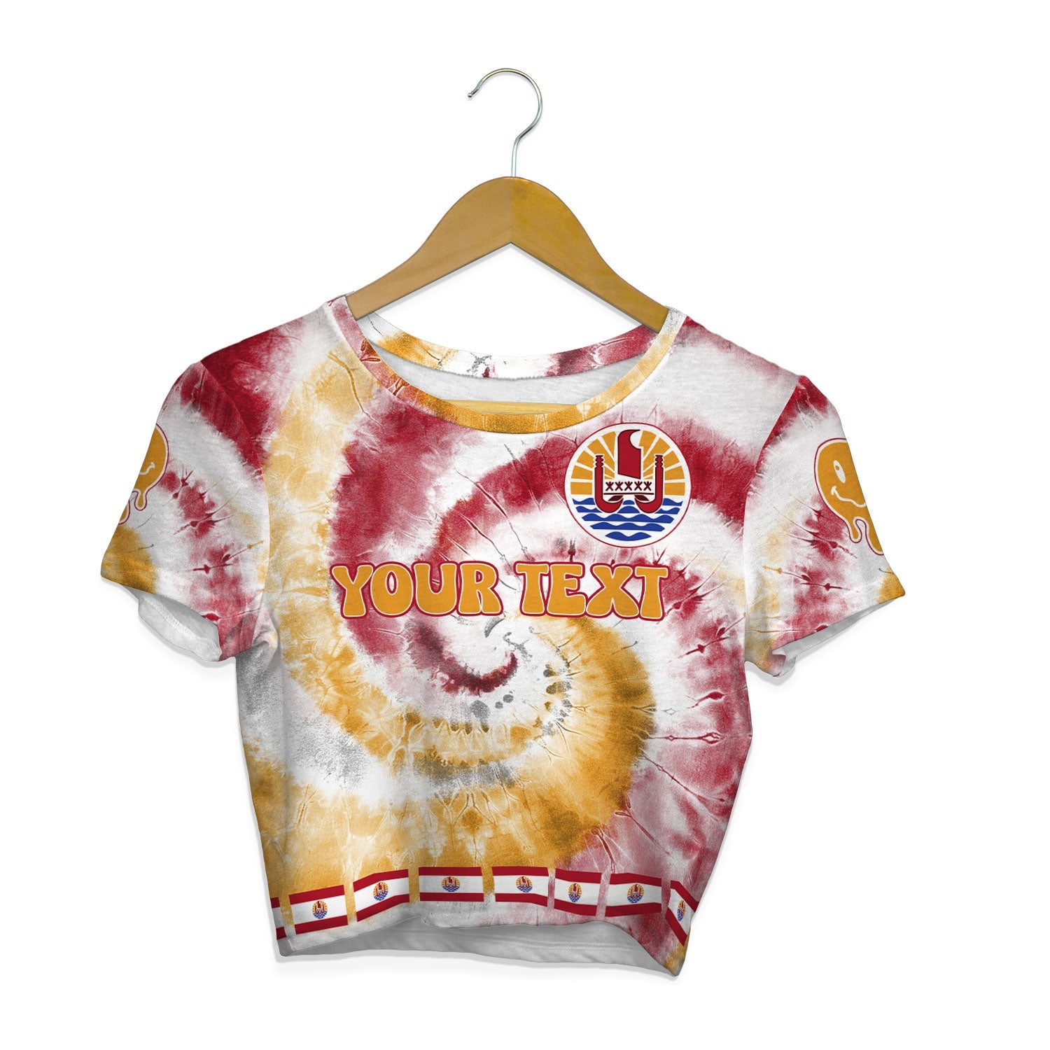 French Polynesia Croptop T Shirt Custom Tie Dye Style 1