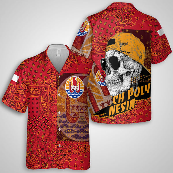 French Polynesia Hawaiian Shirt Paisley Flag And Skull Style 1