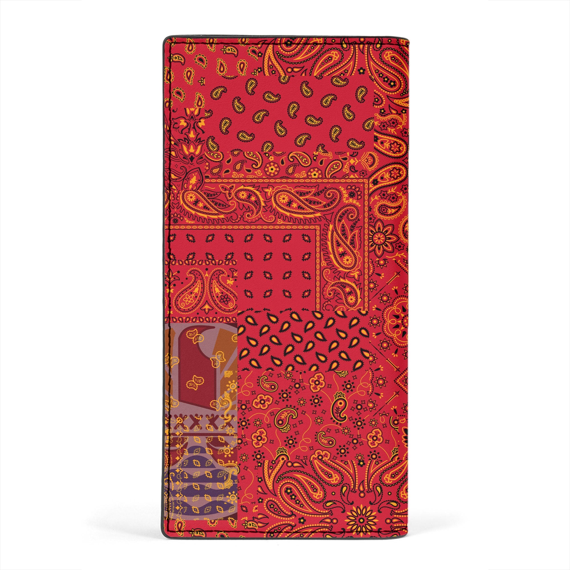 French Polynesia Leather Wallet Paisley Flag And Skull Style 2