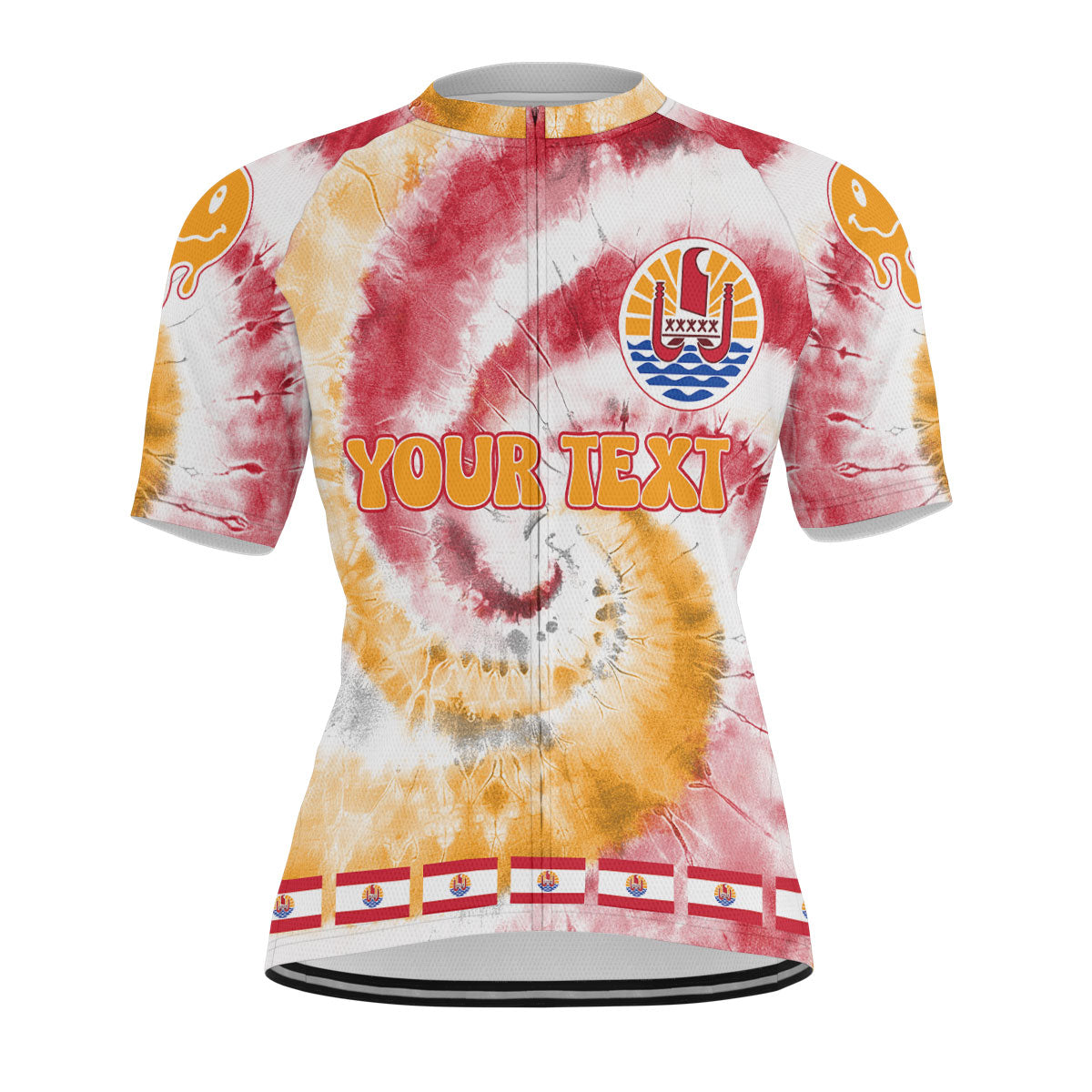 French Polynesia Men Cycling Jersey Custom Tie Dye Style 1