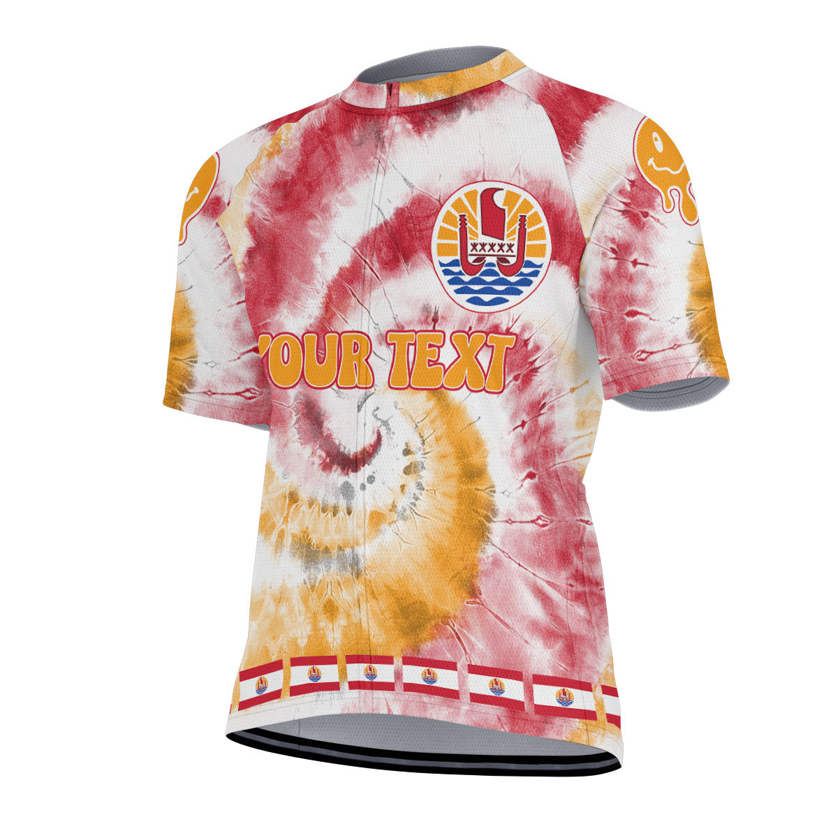 French Polynesia Men Cycling Jersey Custom Tie Dye Style 2