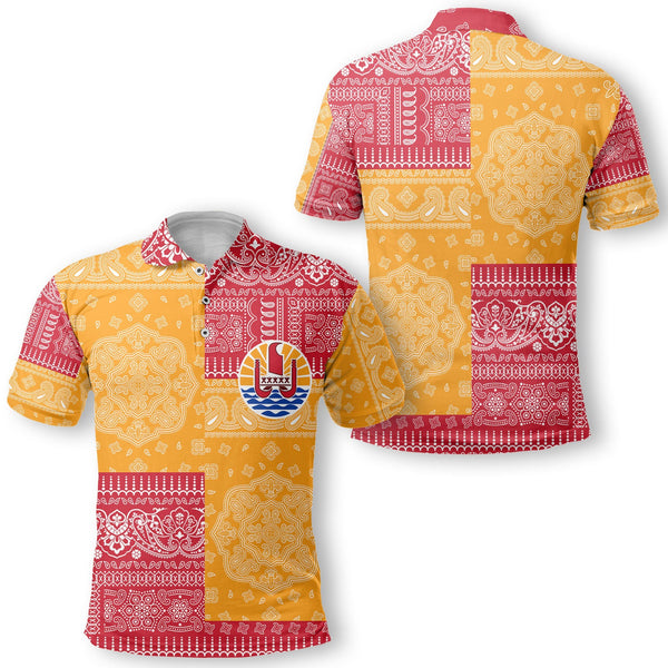 French Polynesia Polo Shirt Flag And Paisley Basic Style 1