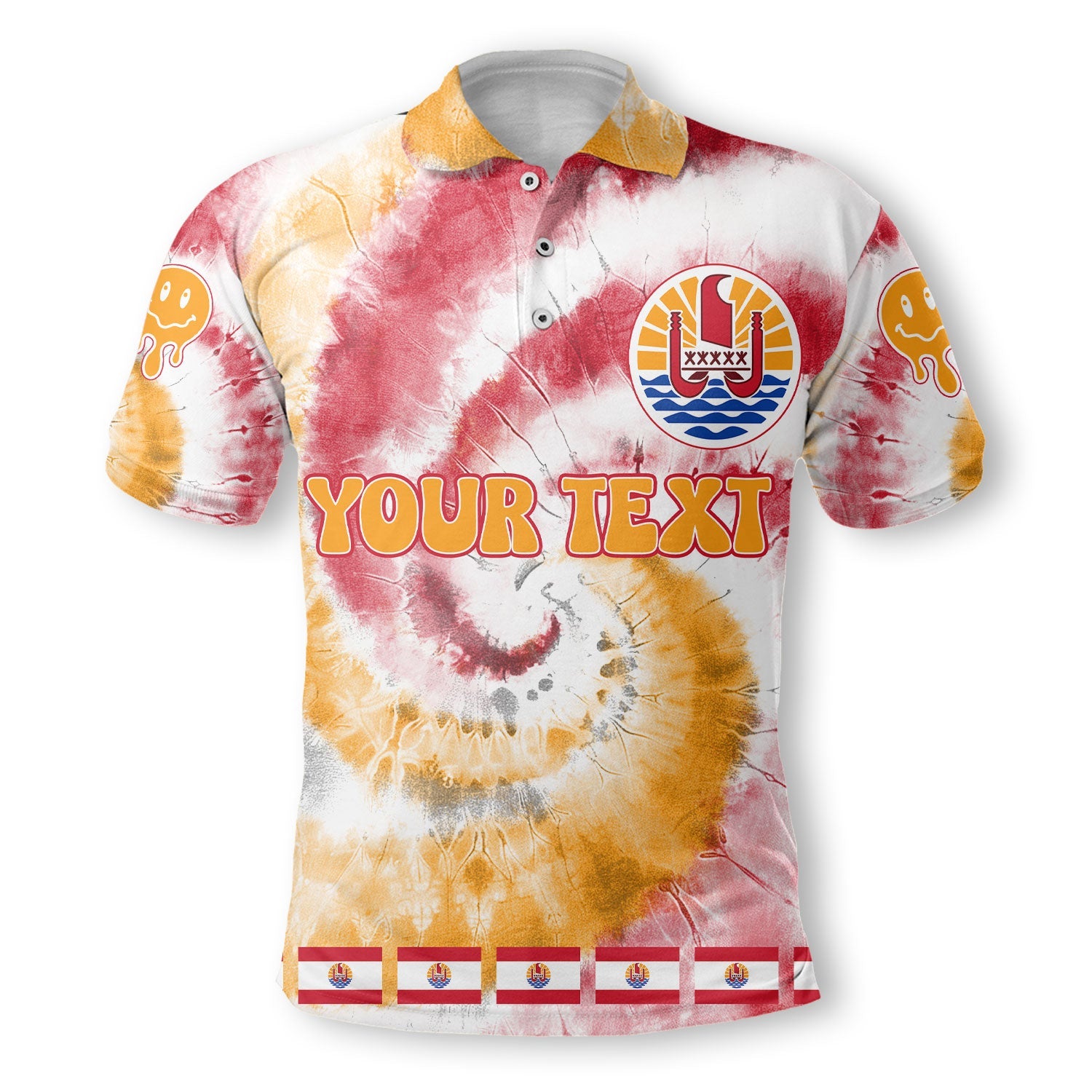 French Polynesia Polo Shirt Custom Tie Dye Style 2