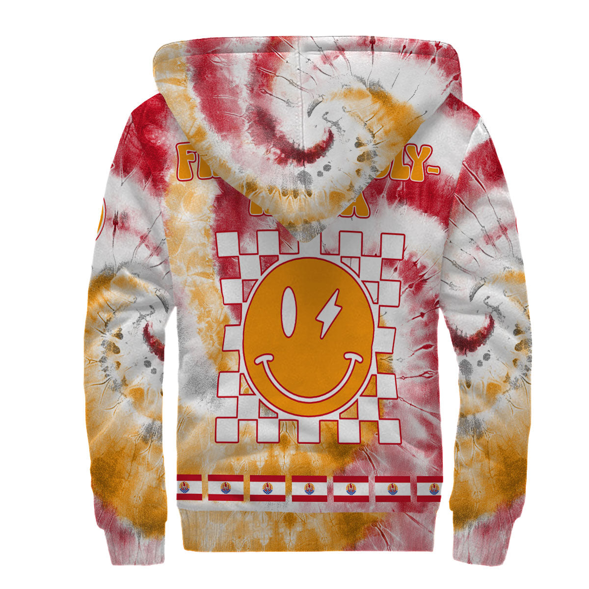 French Polynesia Sherpa Hoodie Custom Tie Dye Style 2