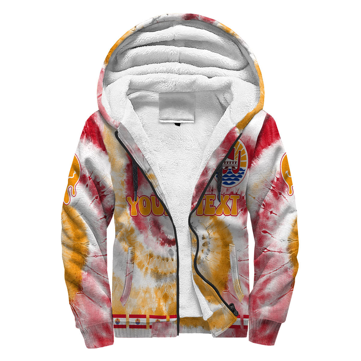 French Polynesia Sherpa Hoodie Custom Tie Dye Style 3