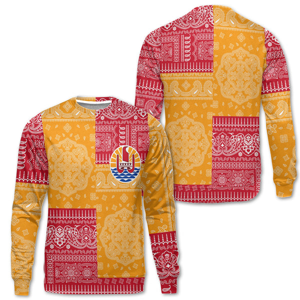 French Polynesia Sweatshirt Flag And Paisley Basic Style 1