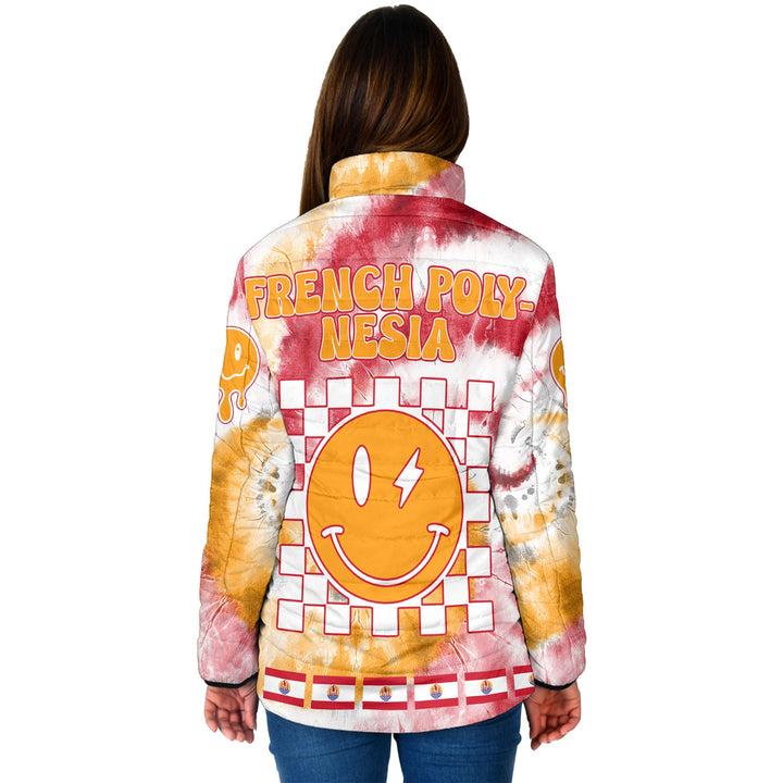 French Polynesia Women Padded Jacket Custom Tie Dye Style 2