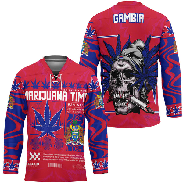 Gambia Hockey Jersey Flag & Coat Of Arms Marijuanas Style