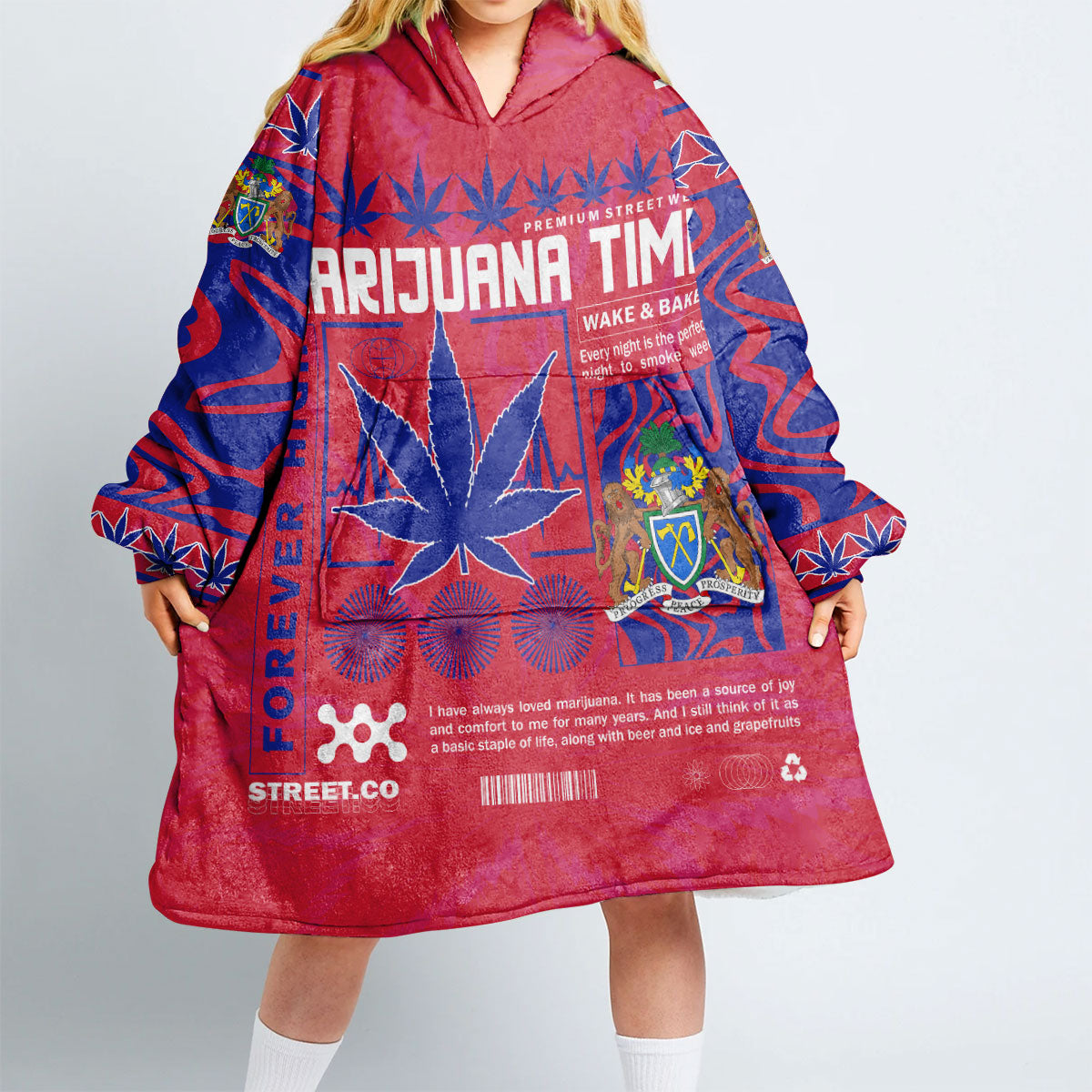 Gambia Snug Hoodie Flag & Coat Of Arms Marijuanas Style