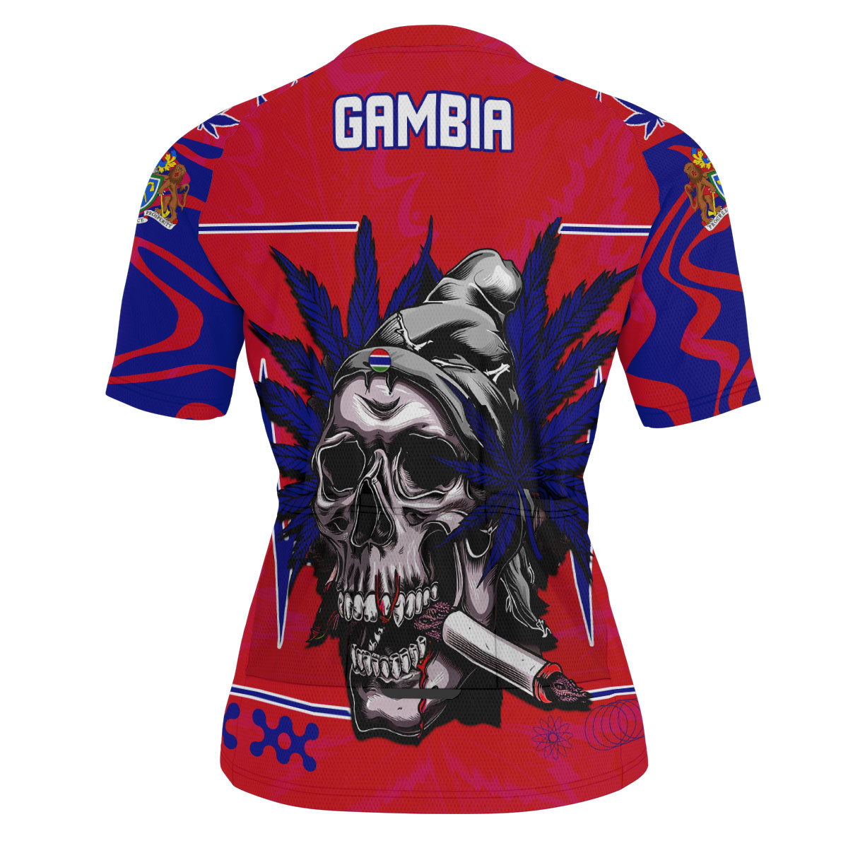 Gambia Men's Cycling Jersey Flag & Coat Of Arms Marijuanas Style