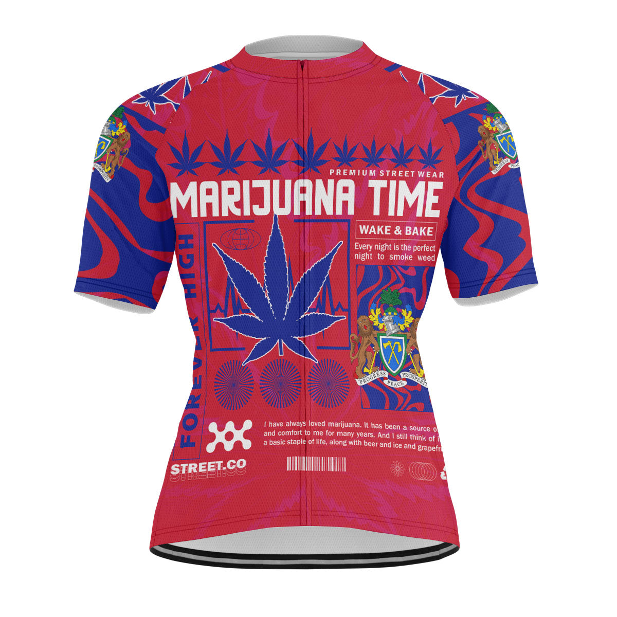 Gambia Men's Cycling Jersey Flag & Coat Of Arms Marijuanas Style