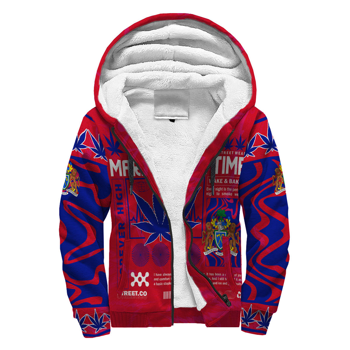 Gambia Sherpa Hoodie Flag & Coat Of Arms Marijuanas Style