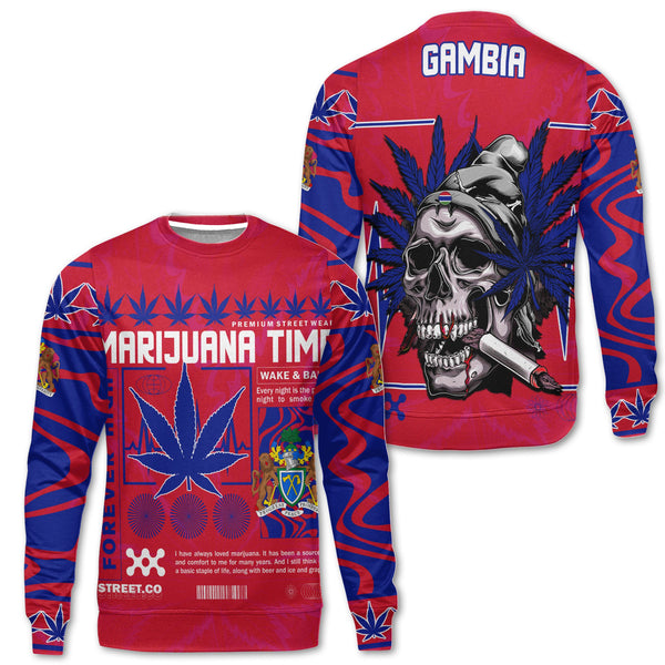 Gambia Sweatshirt Flag & Coat Of Arms Marijuanas Style