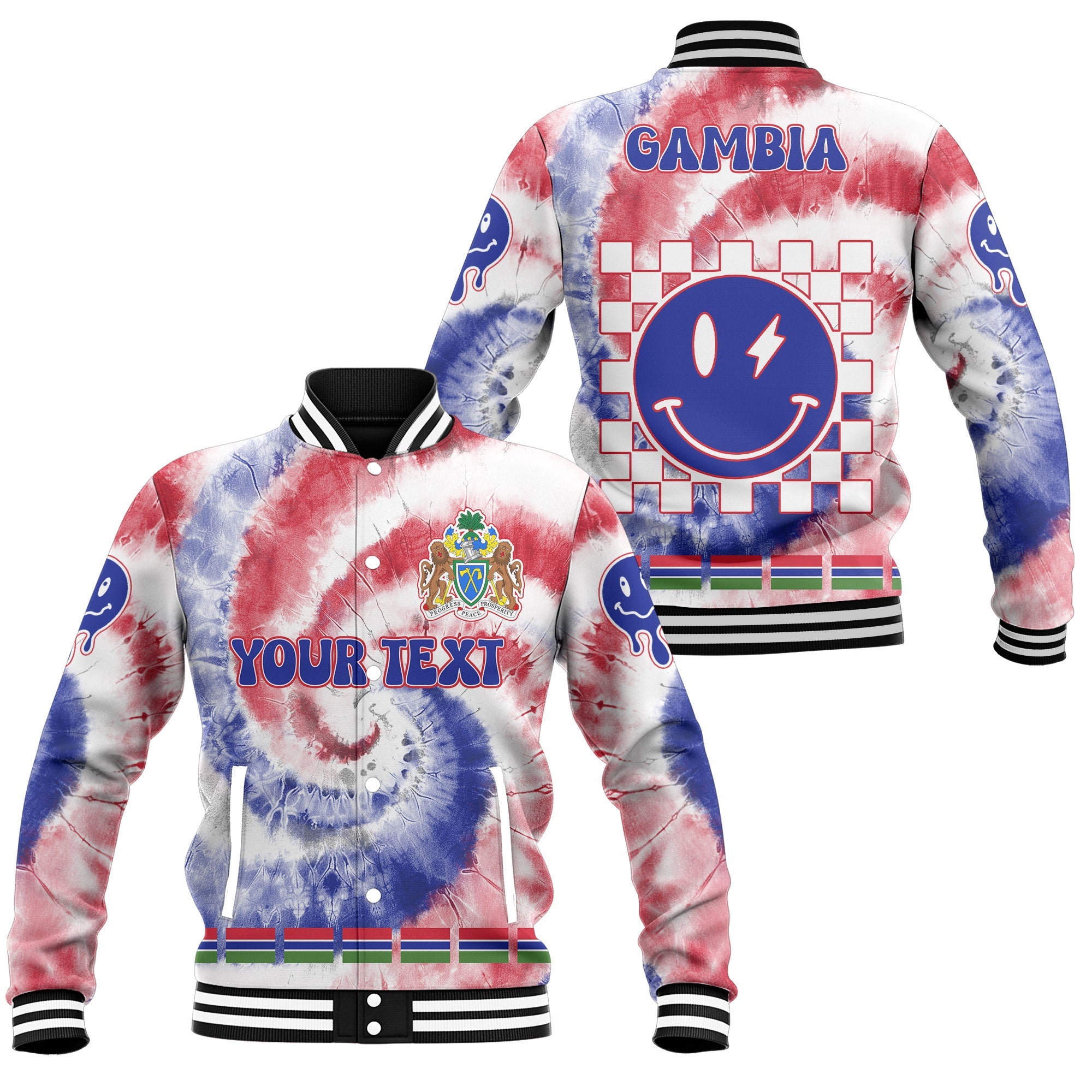 Gambia Baseball Jacket Custom Tie Dye Style 1