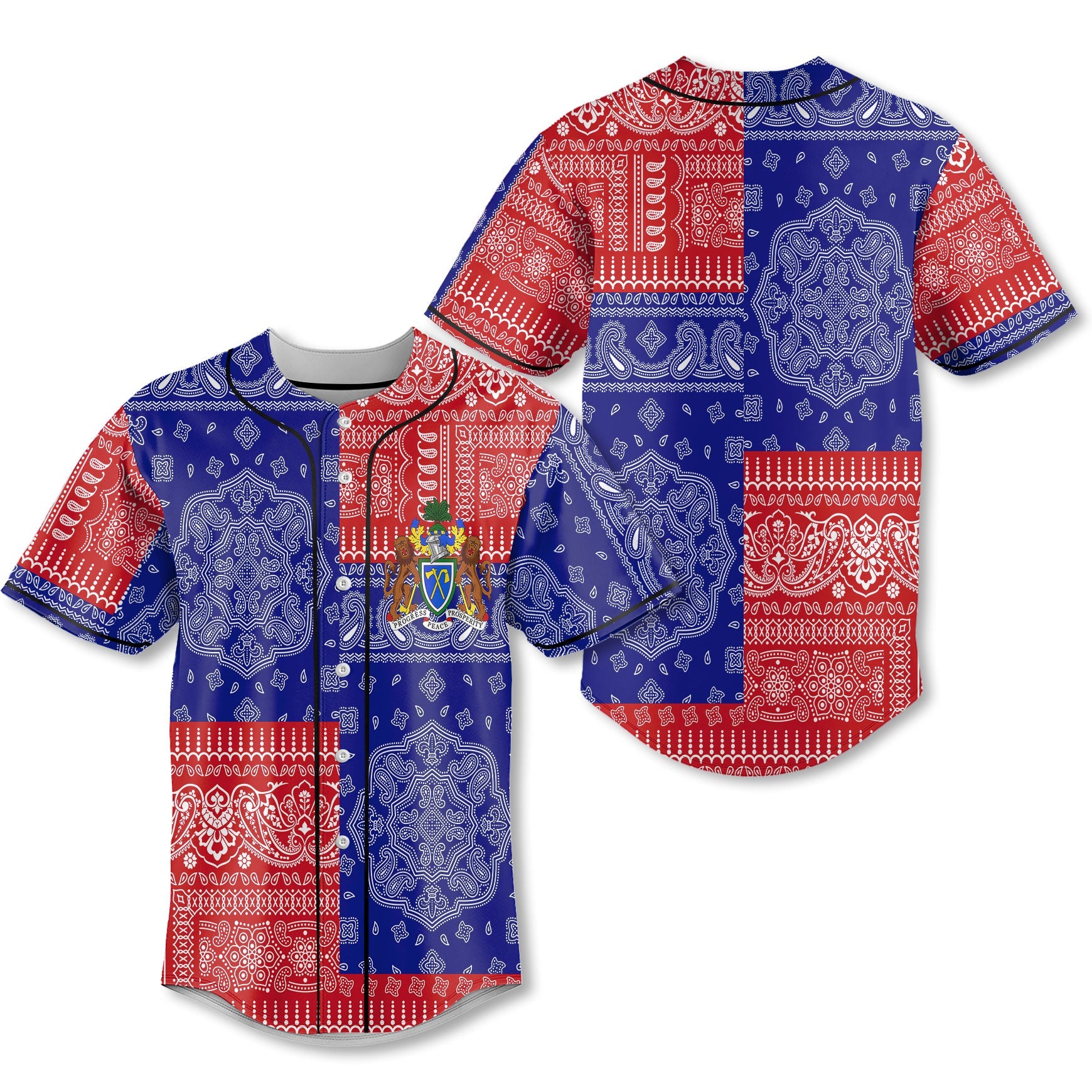 Gambia Baseball Jersey Flag And Paisley Basic Style 1