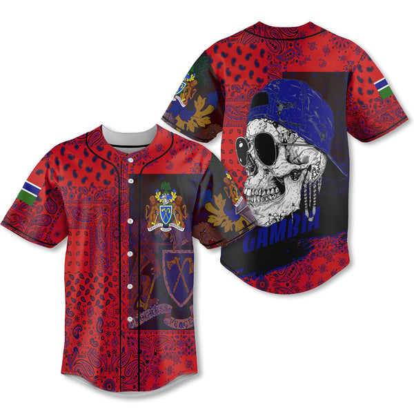 Gambia Baseball Jersey Paisley Flag And Skull Style 1