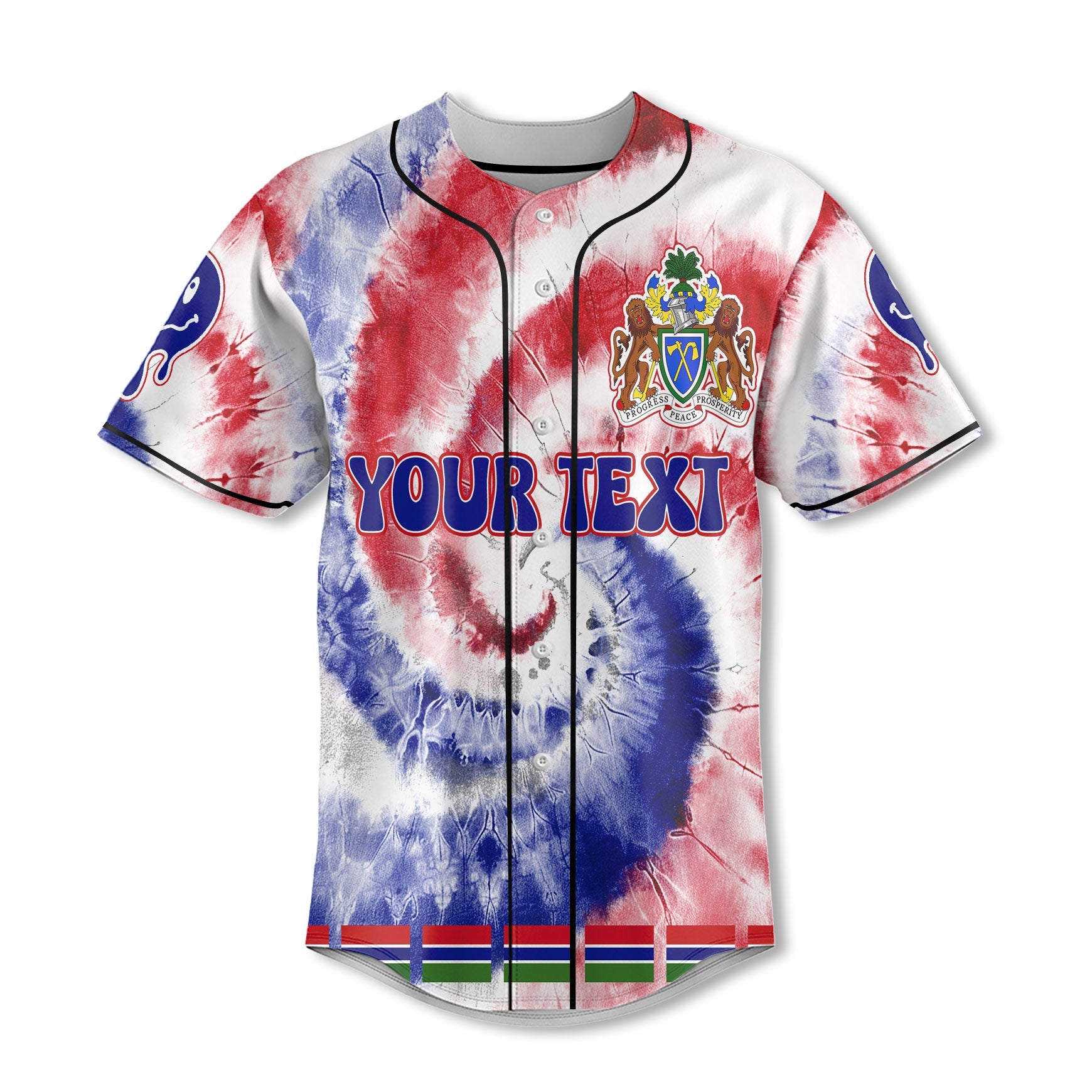 Gambia Baseball Jersey Custom Tie Dye Style 2