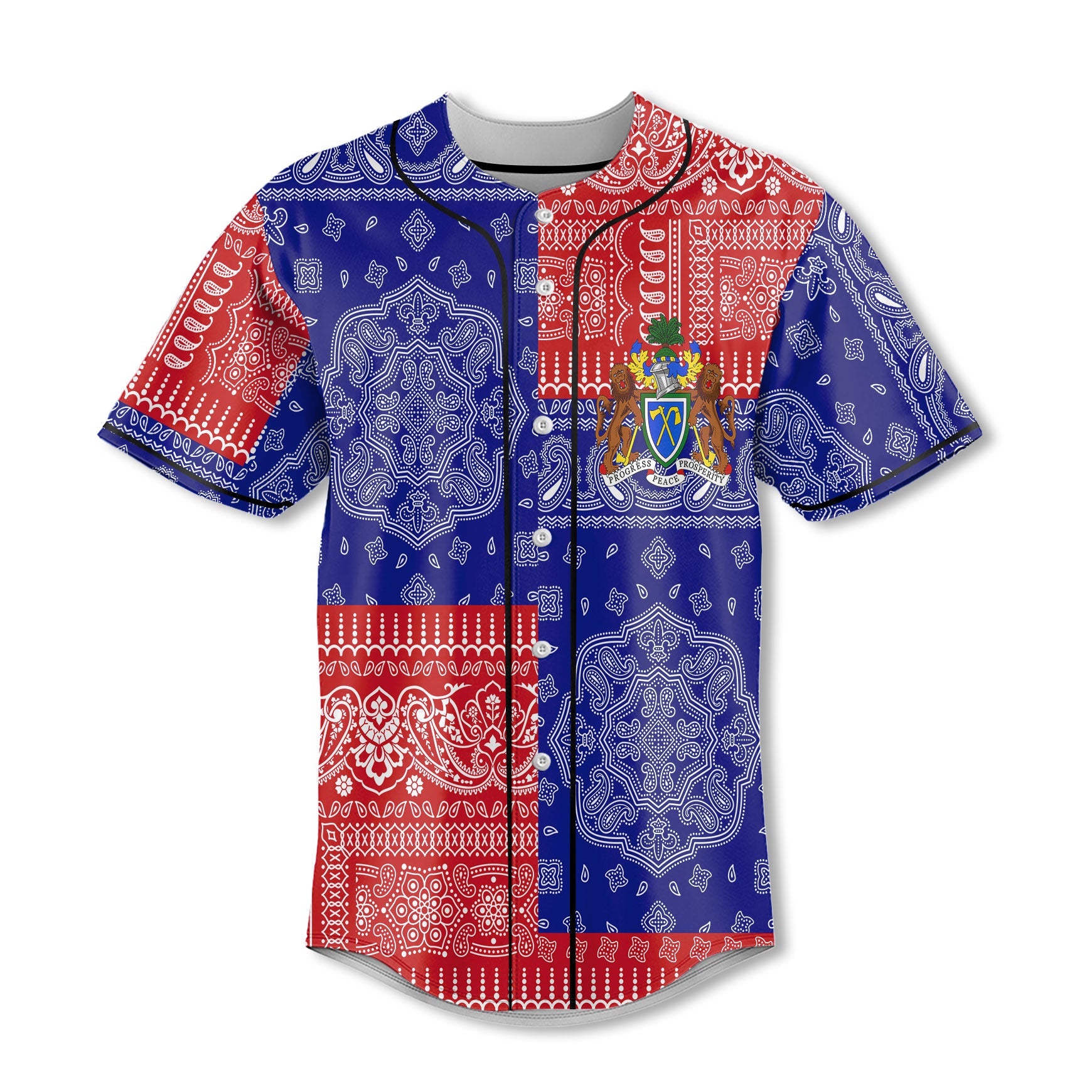 Gambia Baseball Jersey Flag And Paisley Basic Style 2