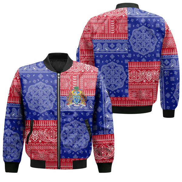 Gambia Bomber Jacket Flag And Paisley Basic Style 1