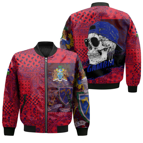 Gambia Bomber Jacket Paisley Flag And Skull Style 1