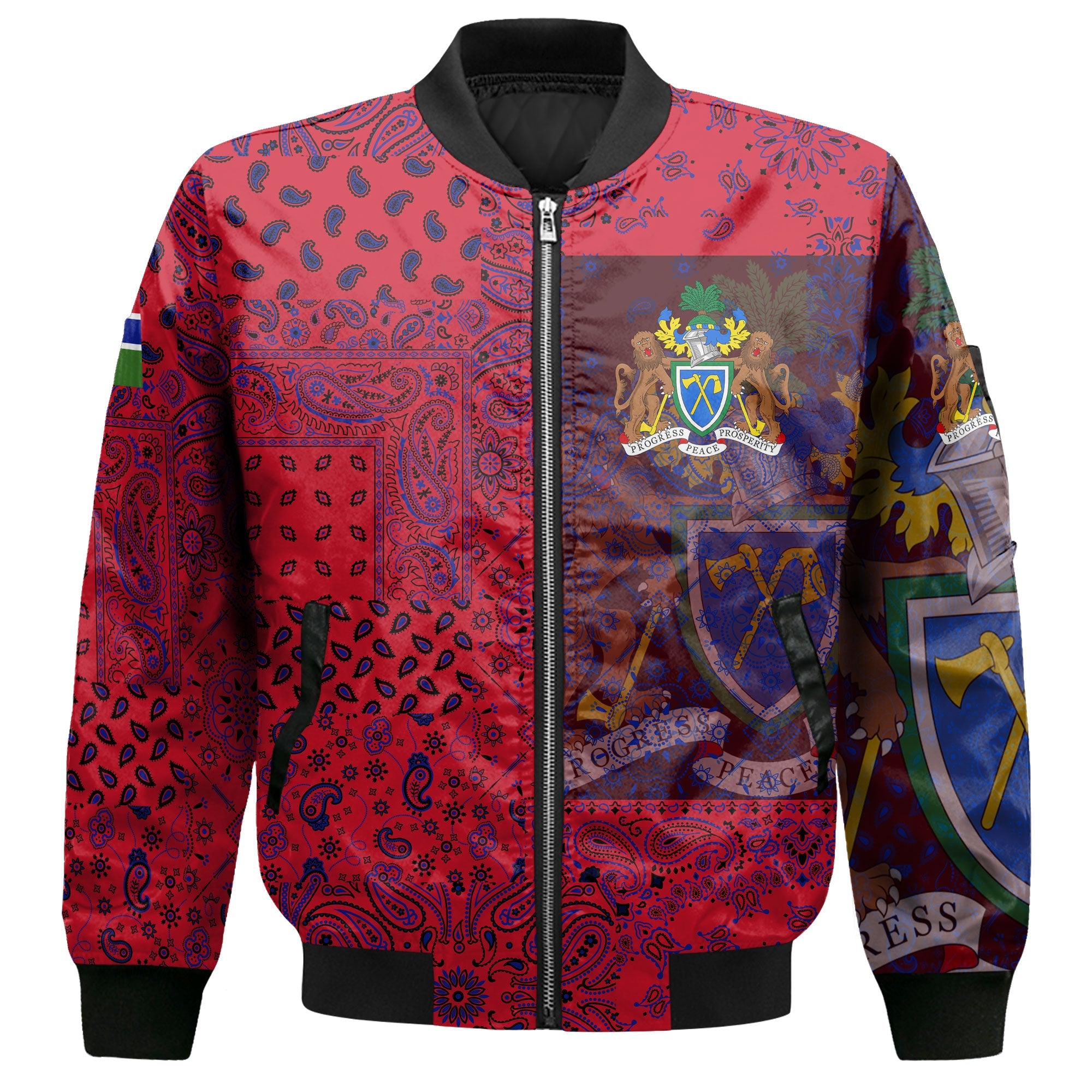 Gambia Bomber Jacket Paisley Flag And Skull Style 2