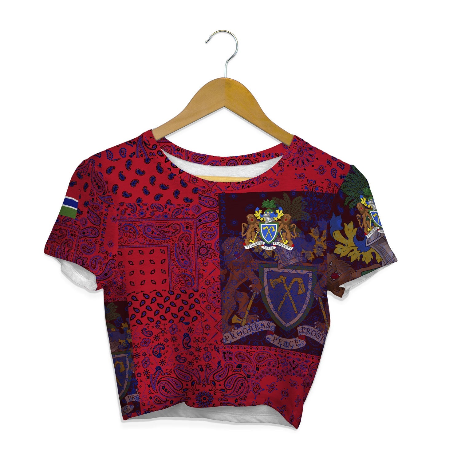 Gambia Croptop T Shirt Paisley Flag And Skull Style 1