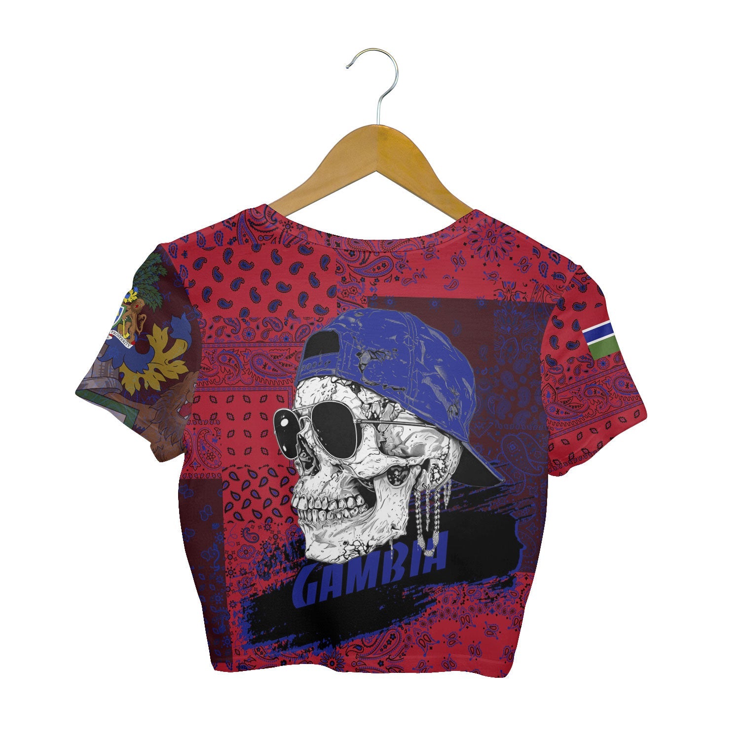 Gambia Croptop T Shirt Paisley Flag And Skull Style 2