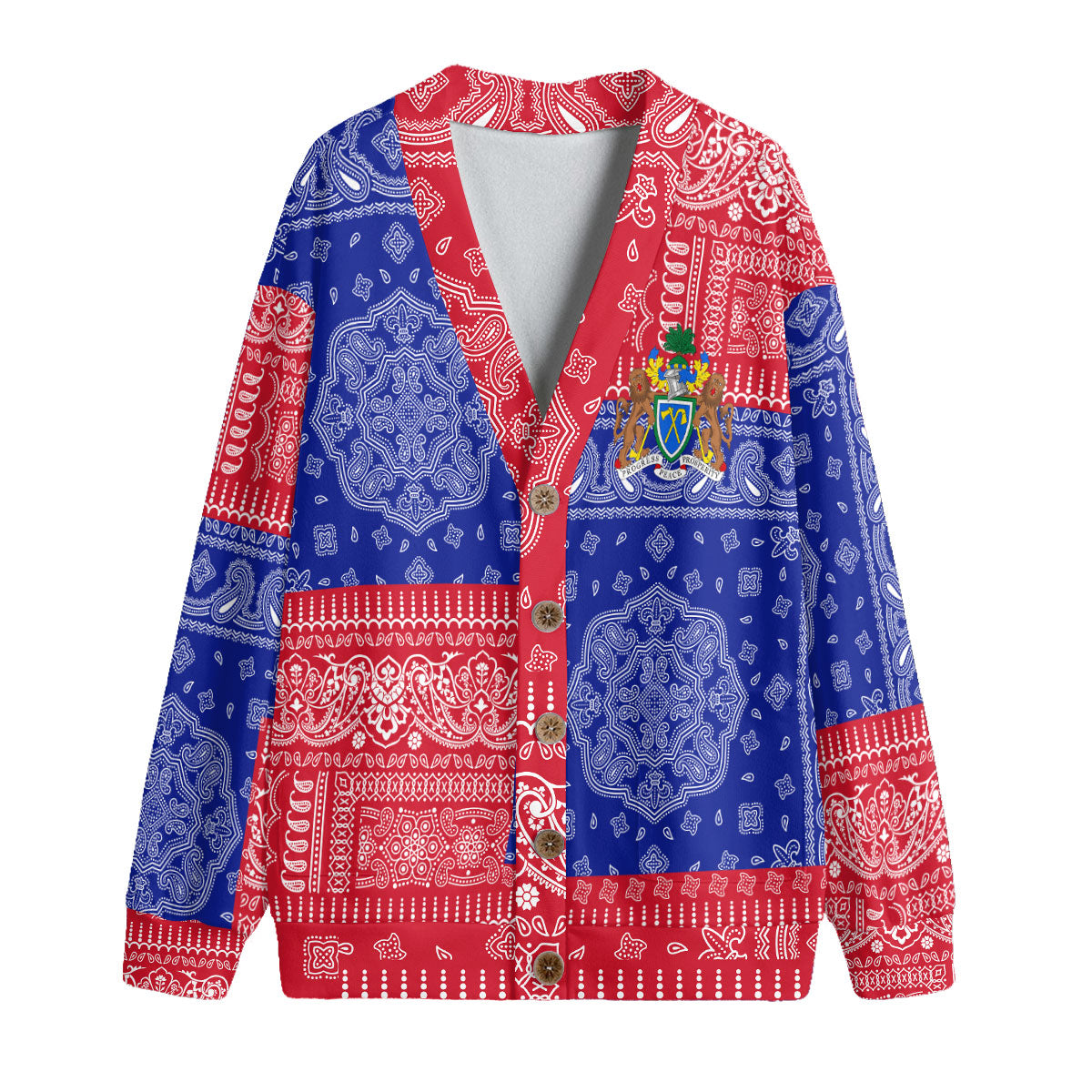 Gambia Fleece Cardigan Flag And Paisley Basic Style 1