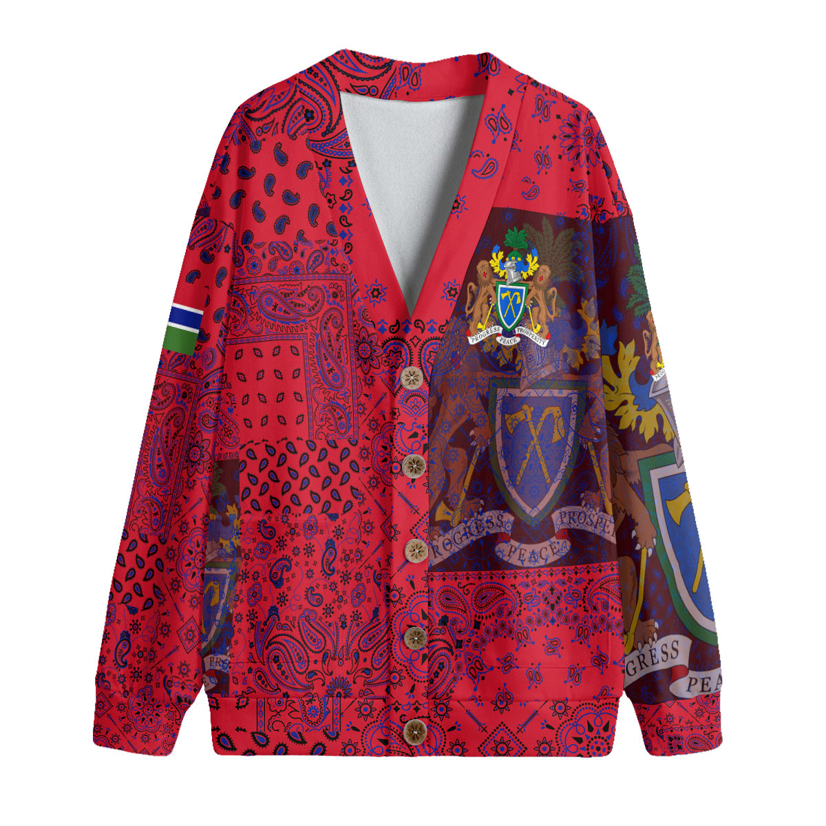 Gambia Fleece Cardigan Paisley Flag And Skull Style 1