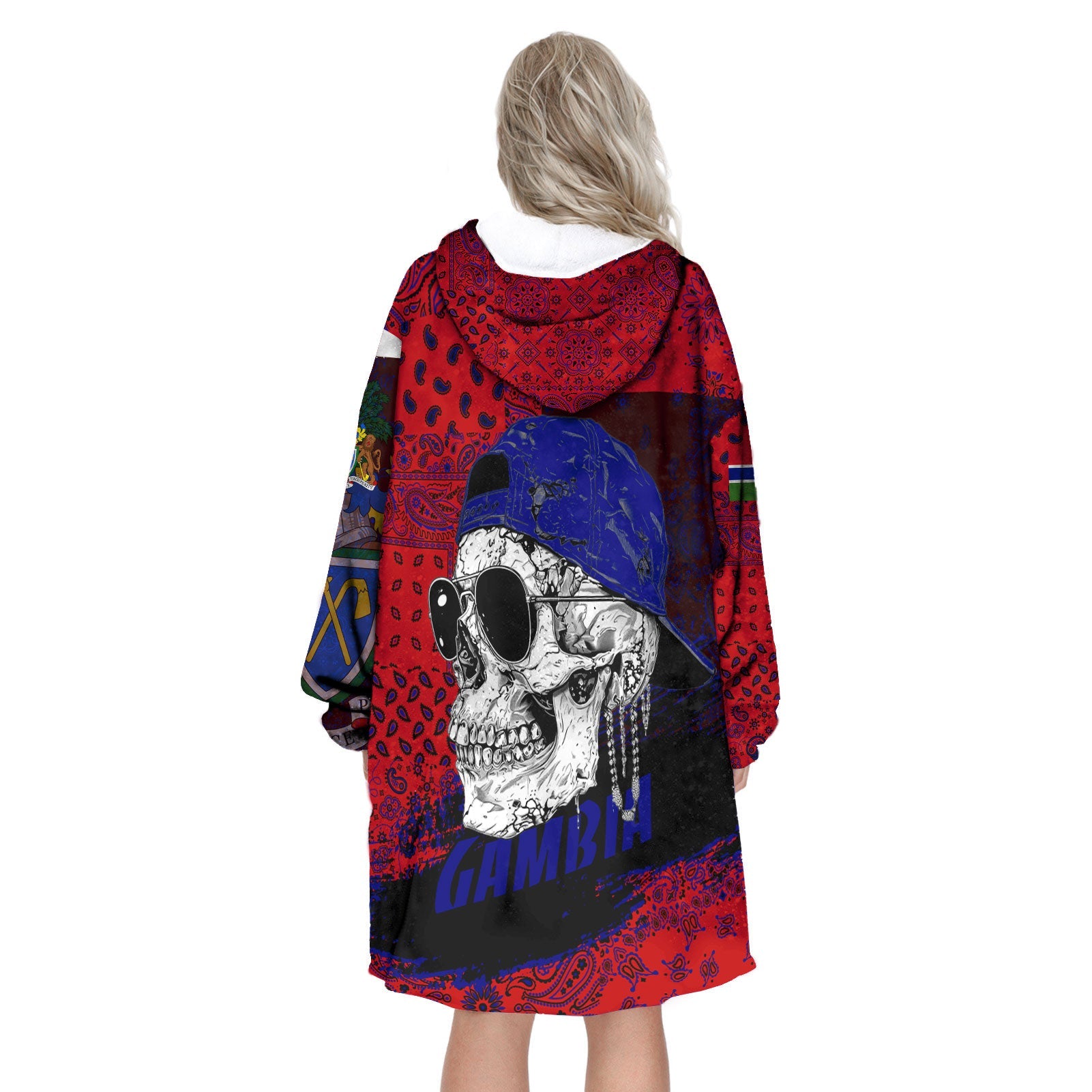 Gambia Hoodie Blanket Paisley Flag And Skull Style 3