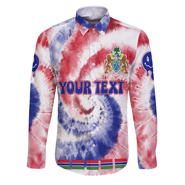 Gambia Long Sleeve Button Shirt Custom Tie Dye Style 1