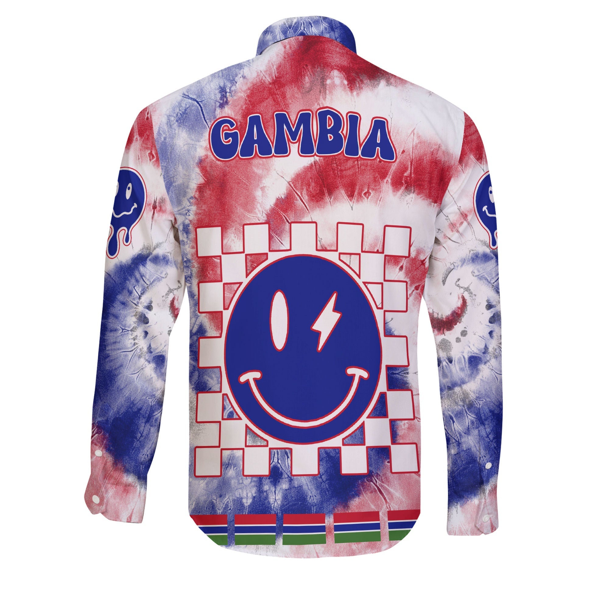 Gambia Long Sleeve Button Shirt Custom Tie Dye Style 2