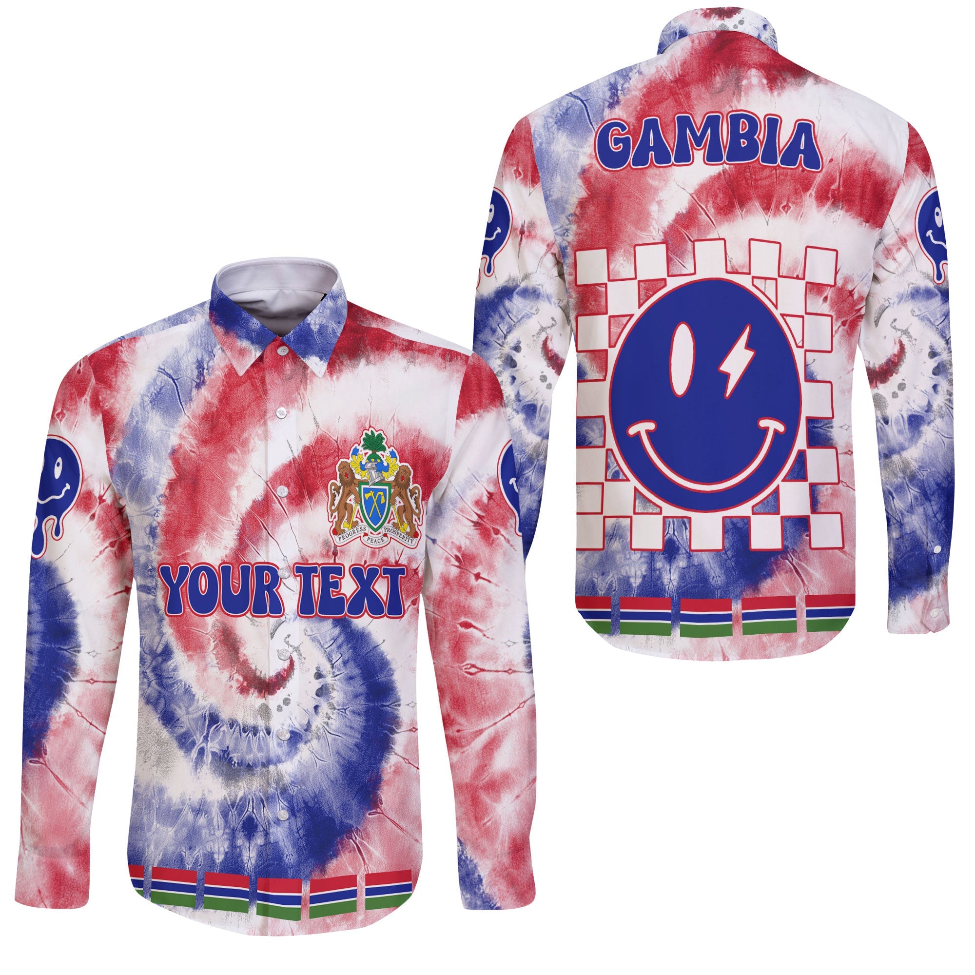 Gambia Long Sleeve Button Shirt Custom Tie Dye Style 3