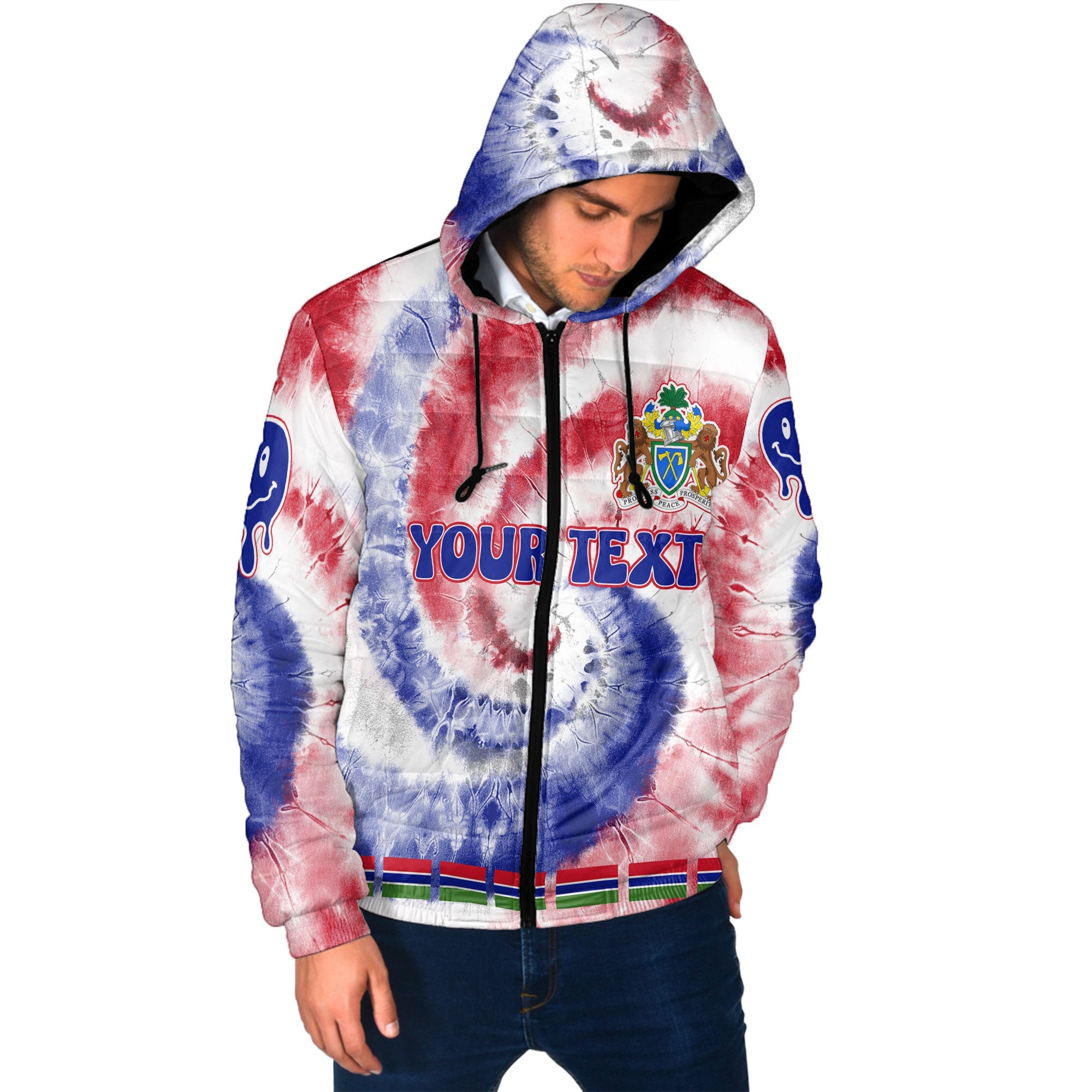 Gambia Men Hooded Padded Jacket Custom Tie Dye Style 2