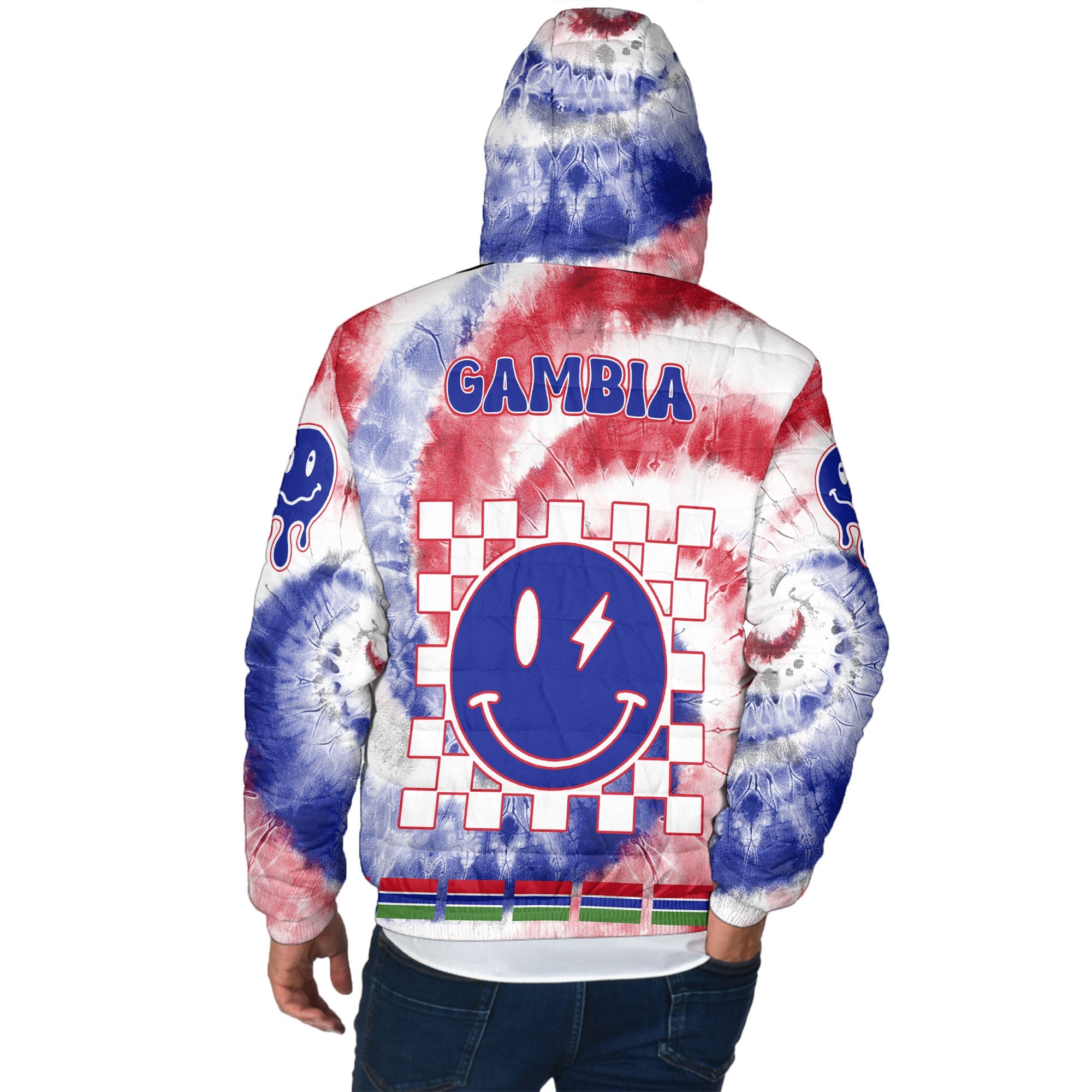 Gambia Men Hooded Padded Jacket Custom Tie Dye Style 3