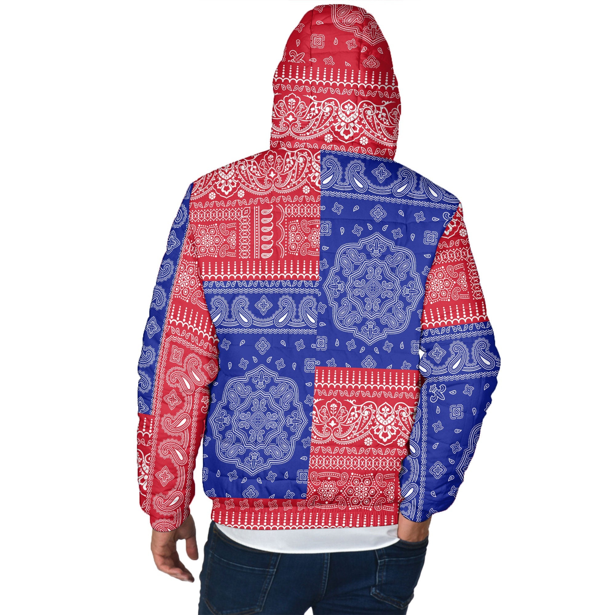 Gambia Men Hooded Padded Jacket Flag And Paisley Basic Style 3