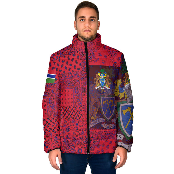 Gambia Men Padded Jacket Paisley Flag And Skull Style 1