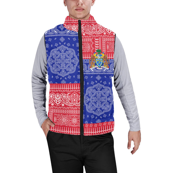 Gambia Men Padded Jacket Vest Flag And Paisley Basic Style 1