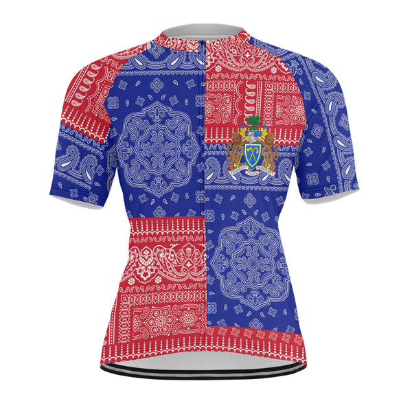 Gambia Men Cycling Jersey Flag And Paisley Basic Style 1