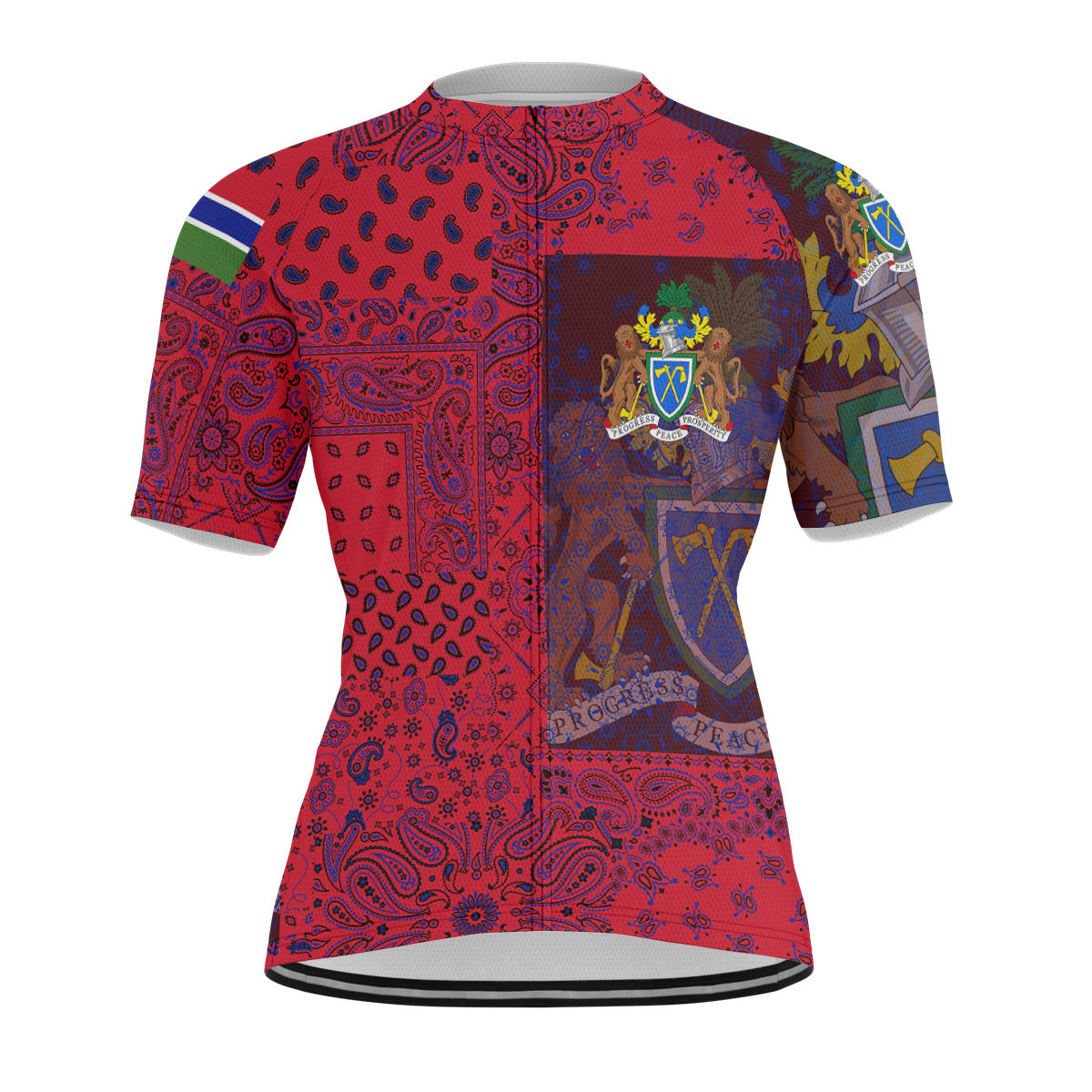 Gambia Men Cycling Jersey Paisley Flag And Skull Style 1