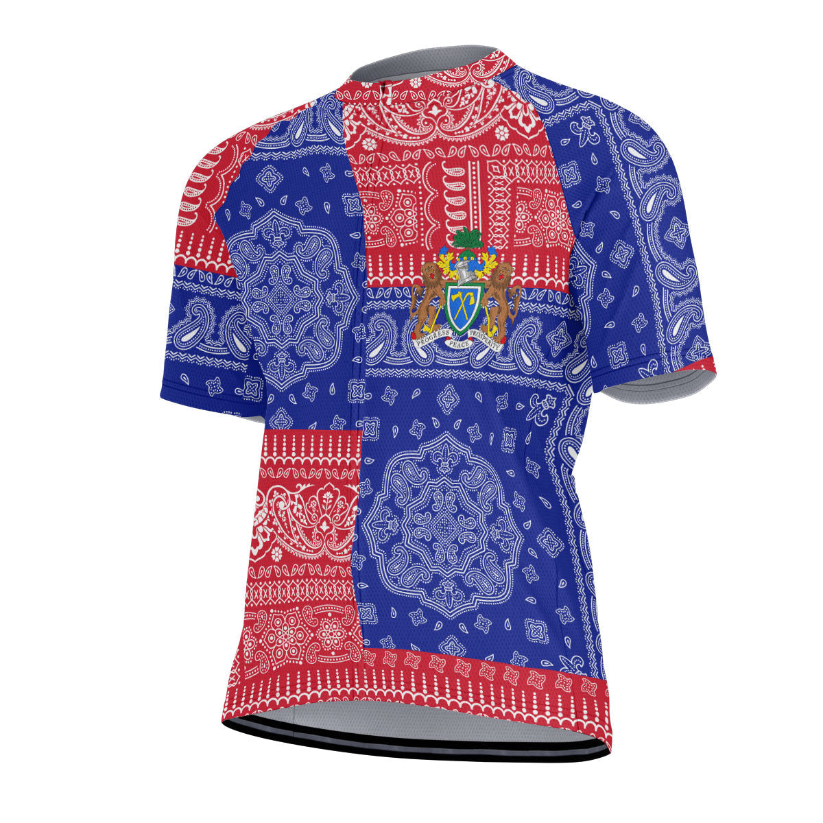 Gambia Men Cycling Jersey Flag And Paisley Basic Style 2