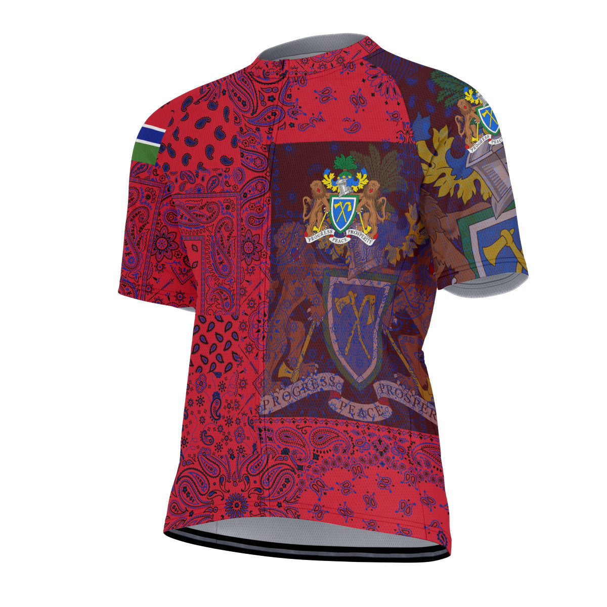 Gambia Men Cycling Jersey Paisley Flag And Skull Style 2